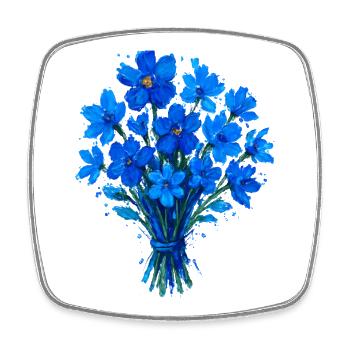 Blaues Aquarellbouquet - Viereckiger Kühlschrankmagnet - Weiß - Vorne