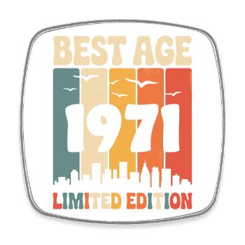 1971 Retro Birthday 1971 Vintage 1971 - Square fridge magnet - white - Front