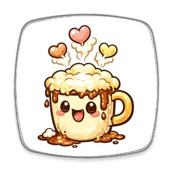 Kaffeelächeln Latte Mug Herz - Viereckiger Kühlschrankmagnet - Weiß - Vorne