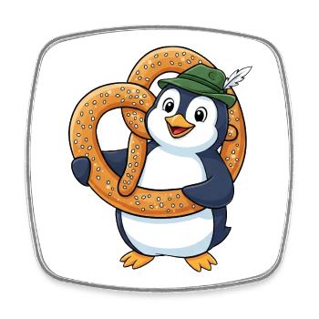 Dessin animé Bavaria du Pingouin mignon avec un bretzel - Magnet carré - blanc - Devant