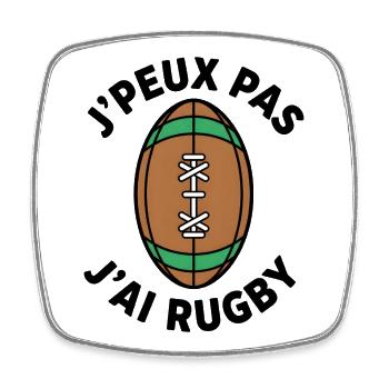 Retro Rugby Ball Green Brown - Square fridge magnet - white - Front