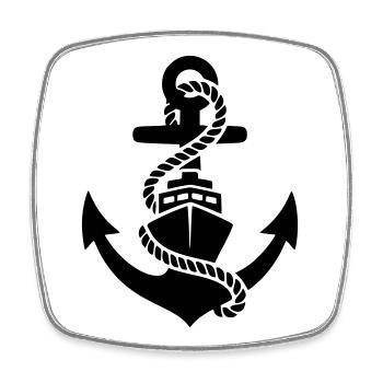 Anker Seil Maritim Silhouette - Viereckiger Kühlschrankmagnet - Weiß - Vorne