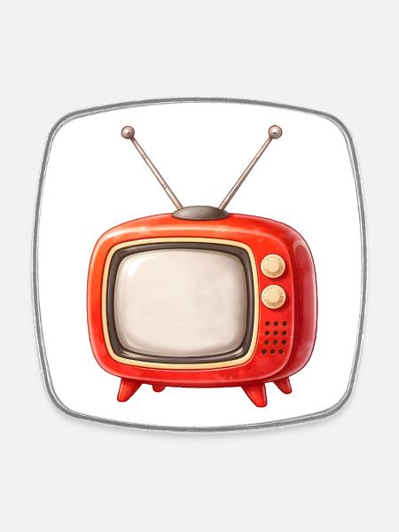 Retro Fernseher Illustration  - Viereckiger Kühlschrankmagnet - Weiß