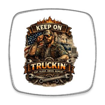 Keep On Truckin: Trucking in Focus - Square fridge magnet - white - Front