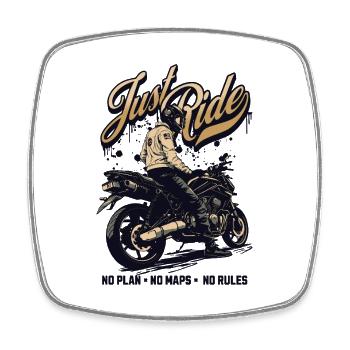 Just Ride Moto Rebel No Rules - Square fridge magnet - white - Front