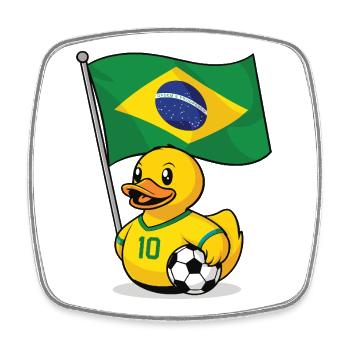 Le fan de football brésilien avec un drapeau - Magnet carré - blanc - Devant