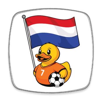 Le canard des fans de football néerlandais avec drapeau, Pays-Bas - Magnet carré - blanc - Devant