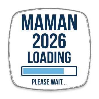Maman 2026 Loading Annonce Grossesse - Magnet carré - blanc - Devant
