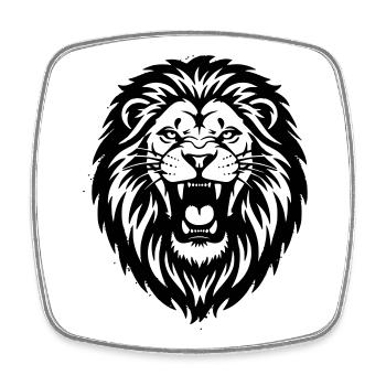 Lion Head Roaring Silhouette - Square fridge magnet - white - Front