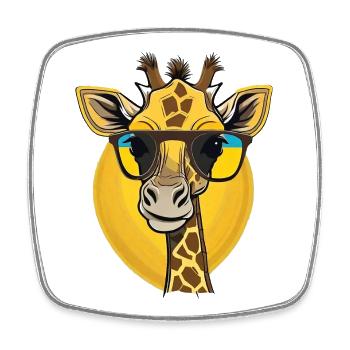 Giraffe with Sunglasses Pop Art - Square fridge magnet - white - Front
