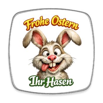 Hase Häschen Frühling Blumen Sommer Ostern Garten - Viereckiger Kühlschrankmagnet - Weiß - Vorne