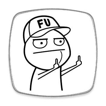 FU Meme avec casquette de baseball (couleur changeable) - Magnet carré - blanc - Devant