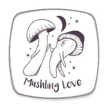 Mushling Love Pilz Herz Nacht - Viereckiger Kühlschrankmagnet - Weiß - Vorne