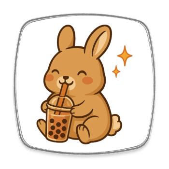 Hase Mit Bubble Tea Kawaii Hase - Viereckiger Kühlschrankmagnet - Weiß - Vorne