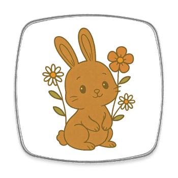 Bunny Bunny Spring Flowers Summer Easter Garden - Square fridge magnet - white - Front