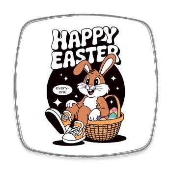Frohe Ostern Vintage Hase Osterhase - Viereckiger Kühlschrankmagnet - Weiß - Vorne