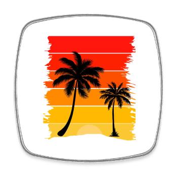 Palmier Sunset Éclat - Magnet carré - blanc - Devant