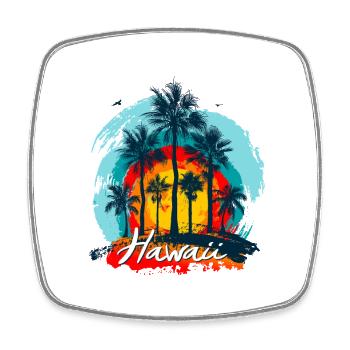Palm Sunset Hawaii Splash - Viereckiger Kühlschrankmagnet - Weiß - Vorne