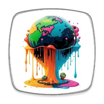 Globe - Terre - Globe - Magnet carré - blanc - Devant