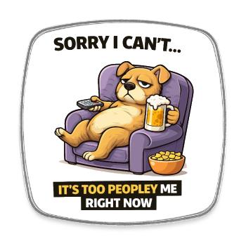 Chill Dog Sofa Beer Meme - Square fridge magnet - white - Front