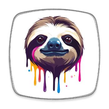 Sloth Neon Color Drop Illustration - Square fridge magnet - white - Front
