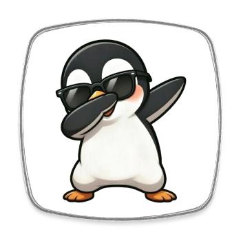 Dabbing Pingouin - Magnet carré - blanc - Devant