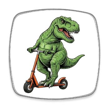 Dinosaur Scooter T-Rex on Scooter Gifts - Square fridge magnet - white - Front