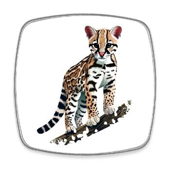 Ocelot - Square fridge magnet - white - Front