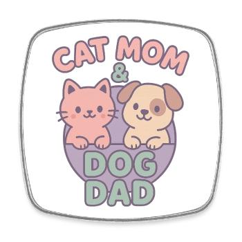 Cute Cat Mom Cartoon Haustier Liebe - Viereckiger Kühlschrankmagnet - Weiß - Vorne