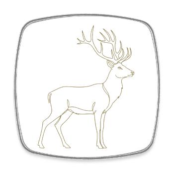 Golden Stag Line Art - Square fridge magnet - white - Front