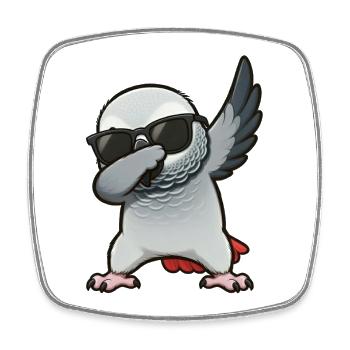 Dabbing African grey parrot - Square fridge magnet - white - Front