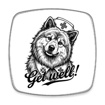 Eurasier | Nurse | Get Well - Square fridge magnet - white - Front
