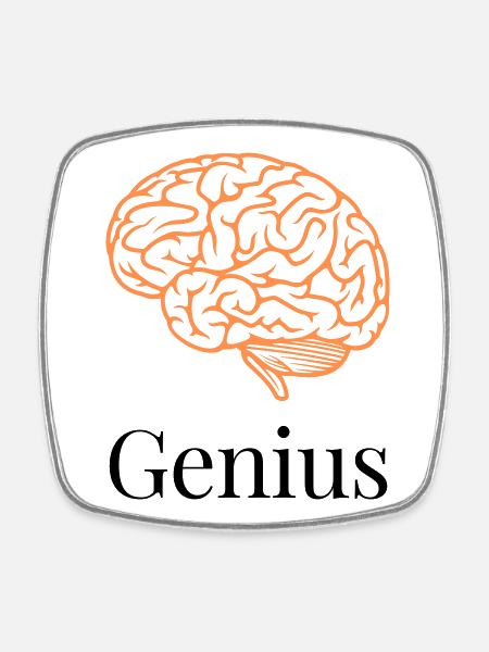 Cerveau en tracés orange - Magnet carré - blanc