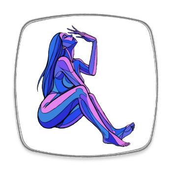 Abstract Blue Woman Figure - Square fridge magnet - white - Front