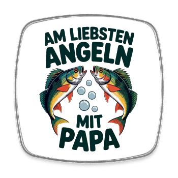 Am Liebsten Angeln Mit Papa - Viereckiger Kühlschrankmagnet - Weiß - Vorne
