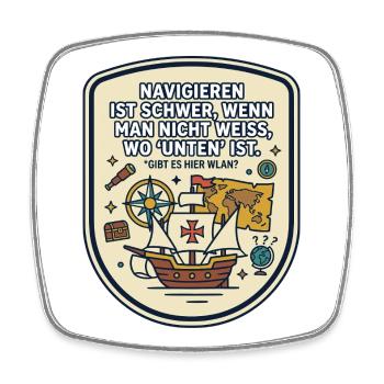 Navigation WLAN lustiger Spruch - Viereckiger Kühlschrankmagnet - Weiß - Vorne