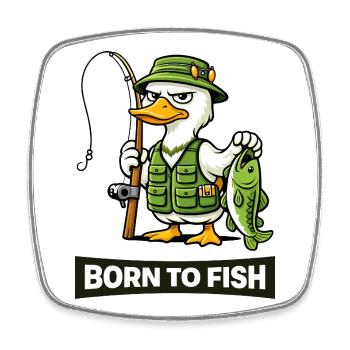 Born to Fish Duck Angler - Square fridge magnet - white - Front