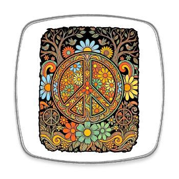 Fleurs hippies de la paix - Magnet carré - blanc - Devant