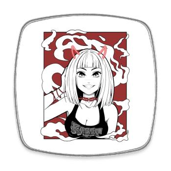 Anime Devil Girl Goth Design - Square fridge magnet - white - Front
