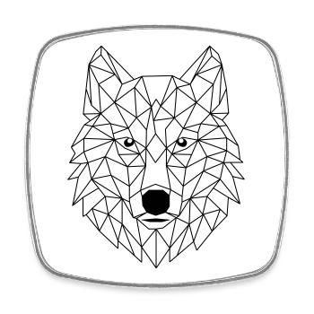 Wolf Polygon - Square fridge magnet - white - Front
