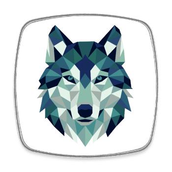 Wolf Head Polygon Geometry - Square fridge magnet - white - Front