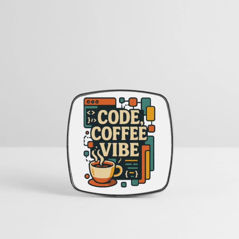 Code Coffee Vibe – Funny Programmer T-Shirt Square fridge magnet