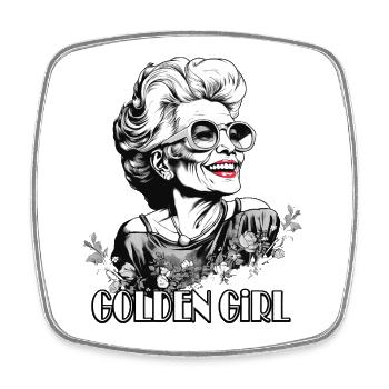 Golden Girl Retro Blütenportrait - Viereckiger Kühlschrankmagnet - Weiß - Vorne