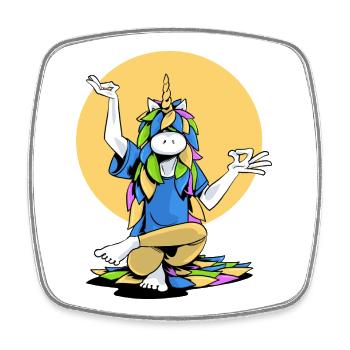 Licorne maître yogi - Magnet carré - blanc - Devant