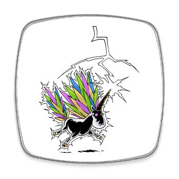 Unicorn lightning rod - Square fridge magnet - white - Front