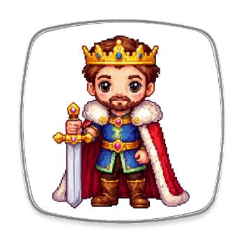 Royal Pixel Warrior - Square fridge magnet - white - Front