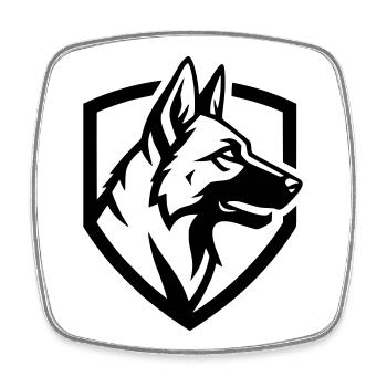 Sécurité du blason du Berger allemand - Magnet carré - blanc - Devant