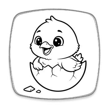 Cute Chick Hatching from Egg - Square fridge magnet - white - Front