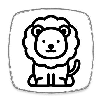 Lion - Magnet carré - blanc - Devant