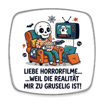 Horror Filme Realität Grusel Humor - Viereckiger Kühlschrankmagnet - Weiß - Vorne